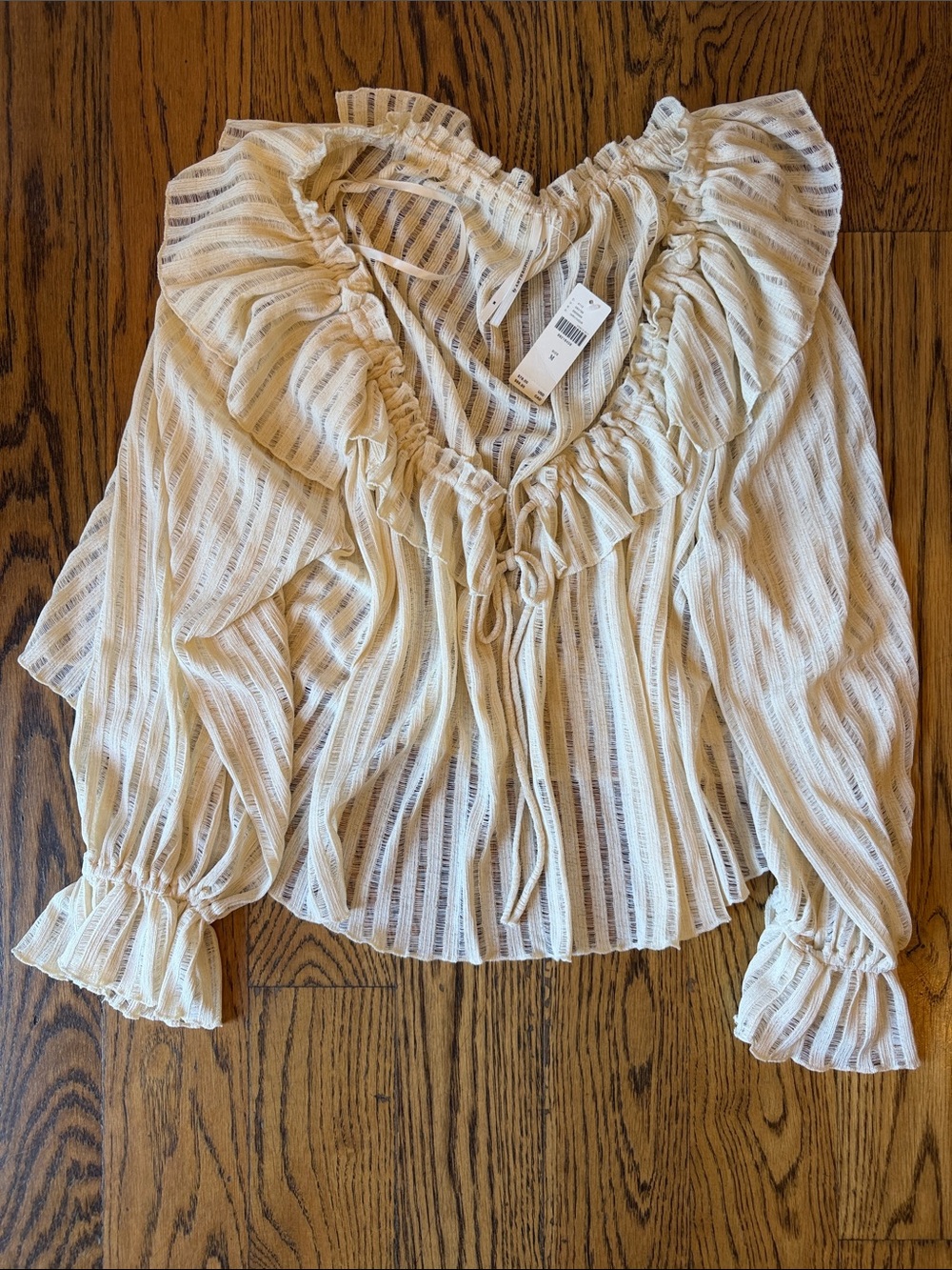 Anthropologie Cream Ruffle Peasant Blouse